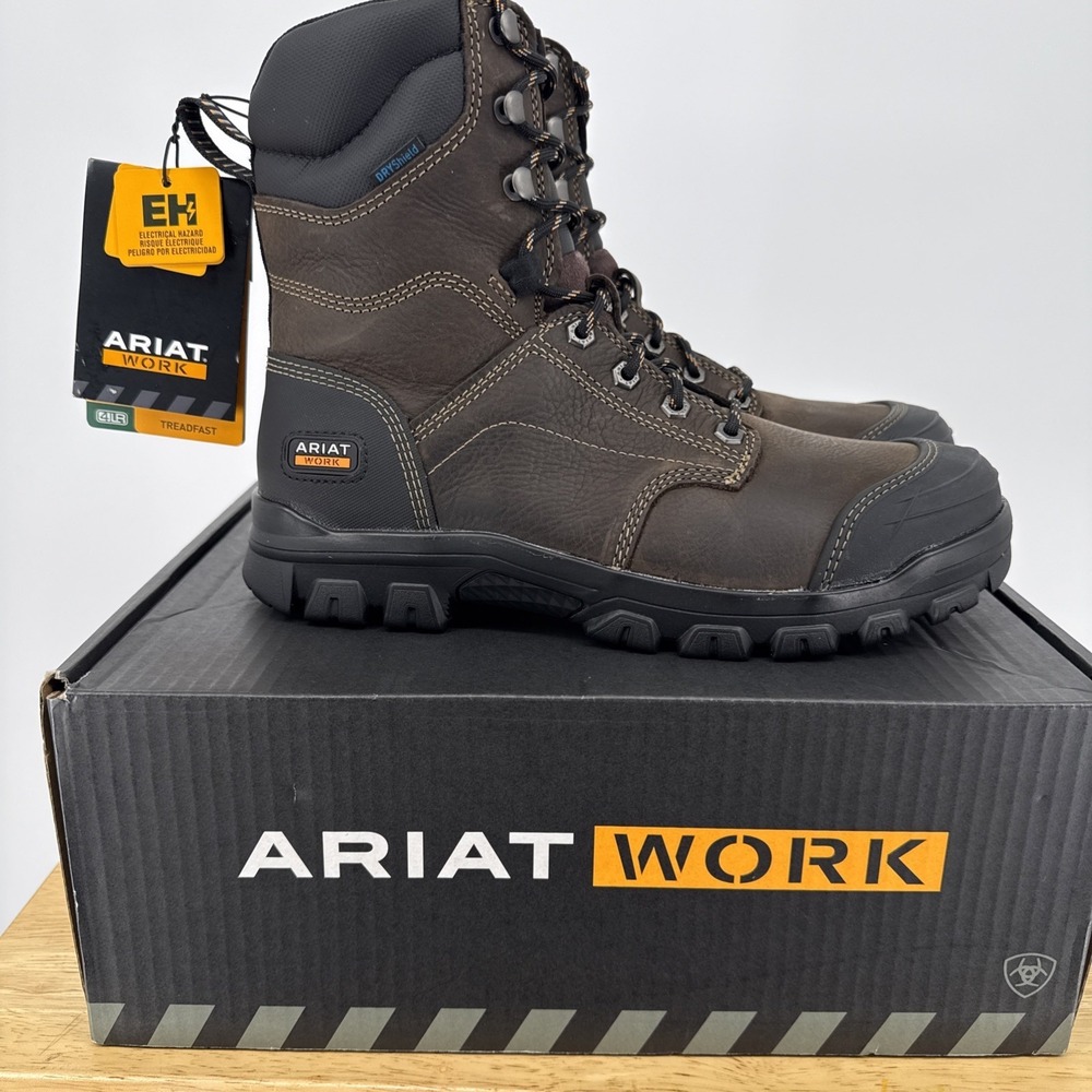 NIB Ariat Work Treadfast 8" Soft Toe Work Boots Waterproof Mens Size 9 Wide